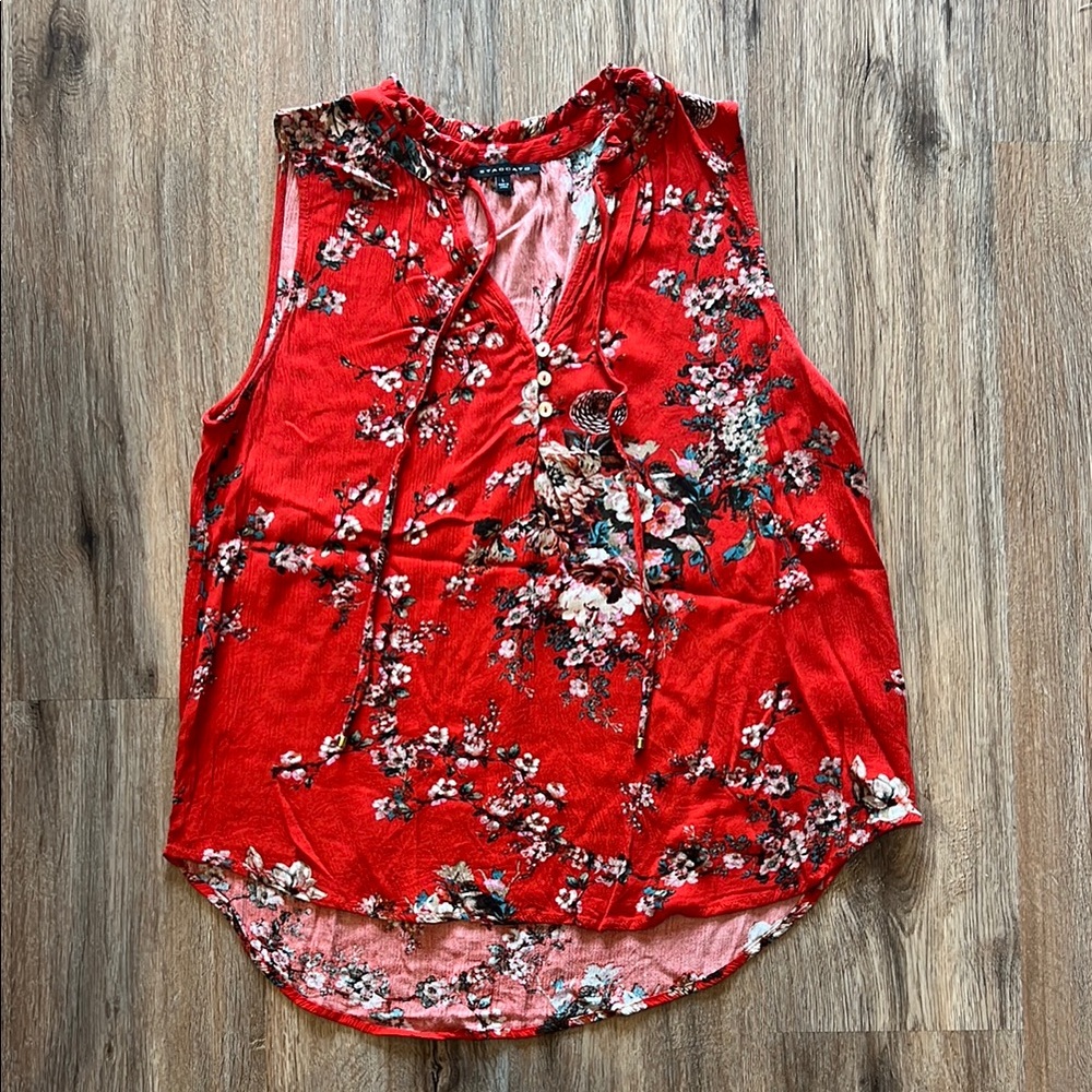 Staccato Floral Red Sleeveless Top